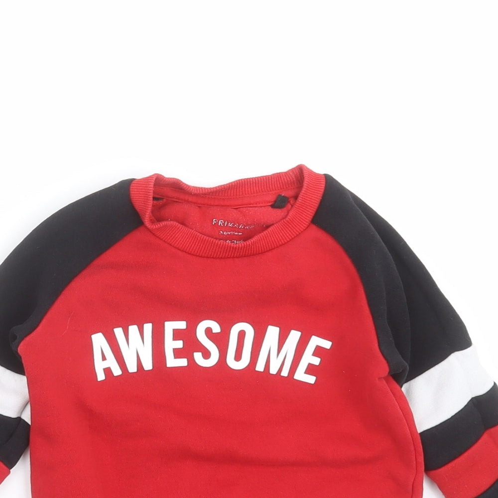 Primark Boys Red   Pullover Sweatshirt Size 3-4 Years  - awesome