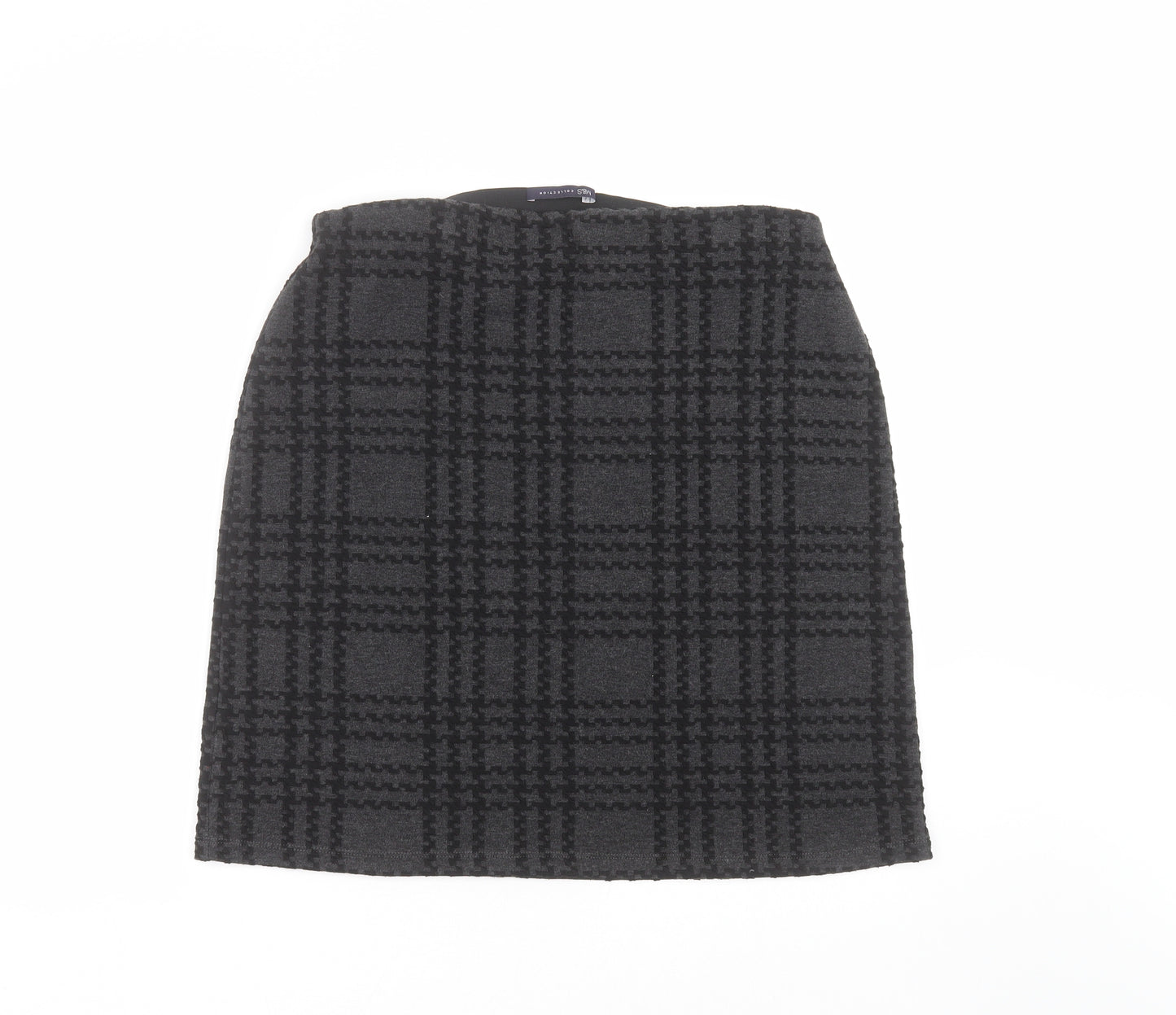 Marks and Spencer Womens Grey Check  Straight & Pencil Skirt Size 14