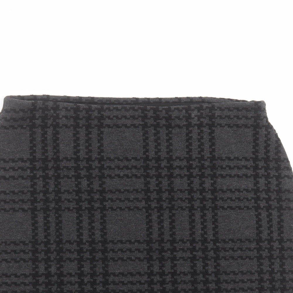 Marks and Spencer Womens Grey Check  Straight & Pencil Skirt Size 14