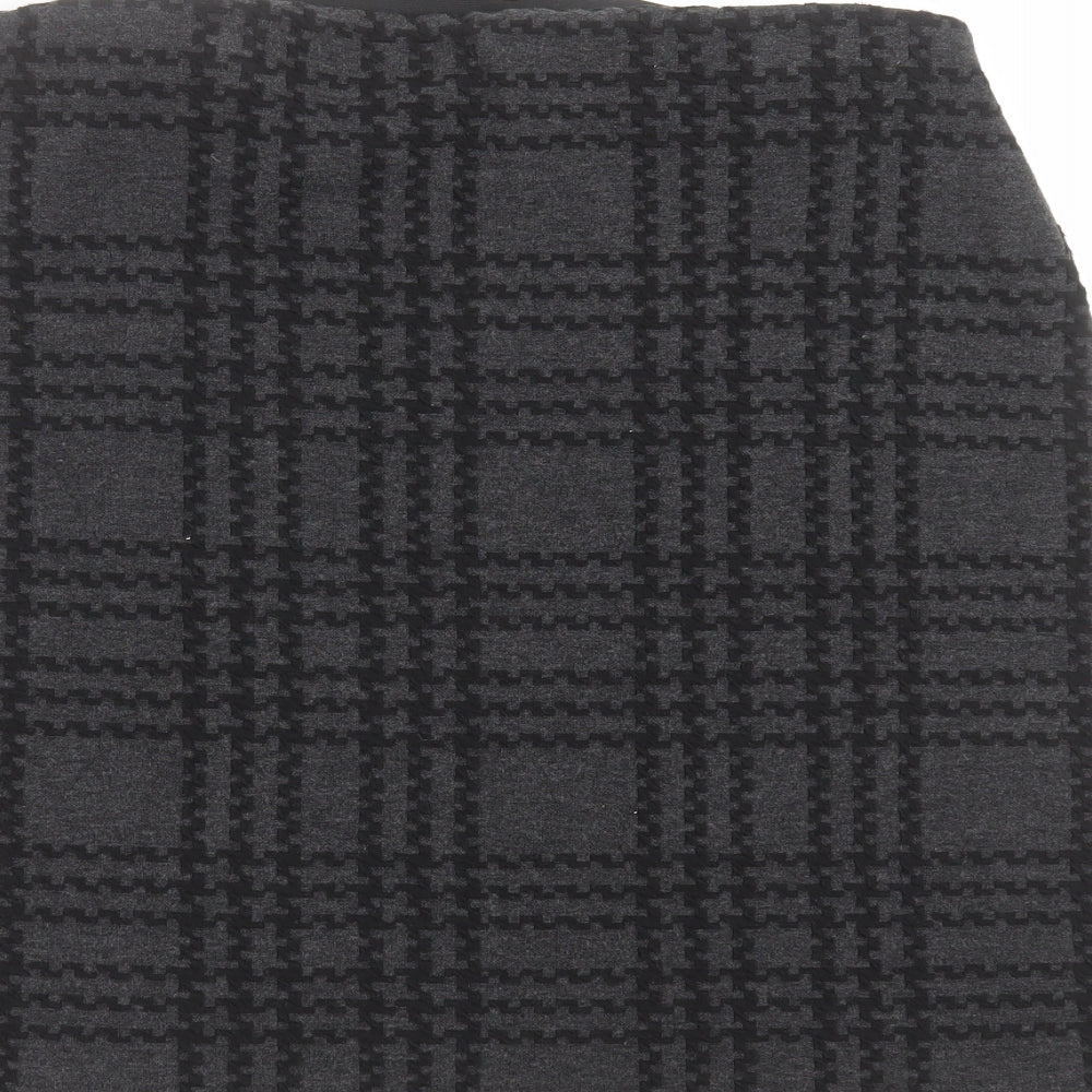 Marks and Spencer Womens Grey Check  Straight & Pencil Skirt Size 14