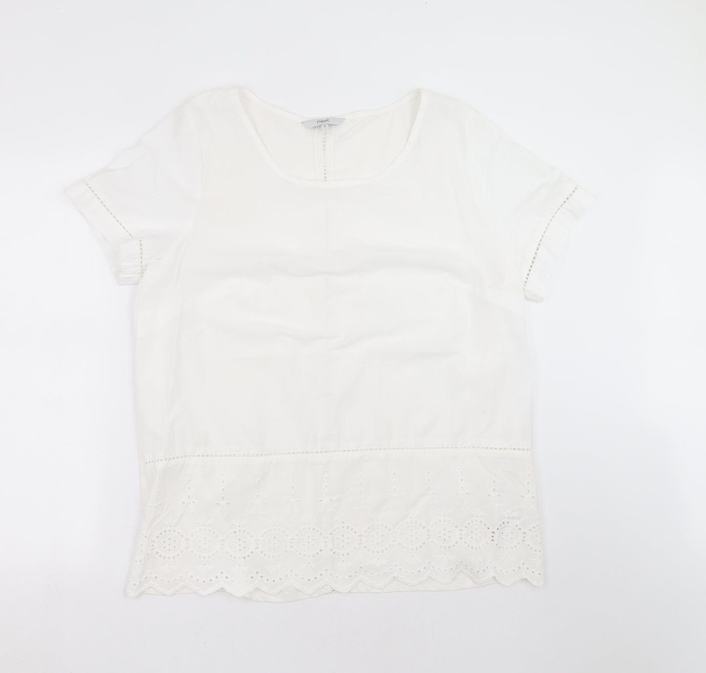 NEXT Womens White   Basic T-Shirt Size 18  - crochet detail