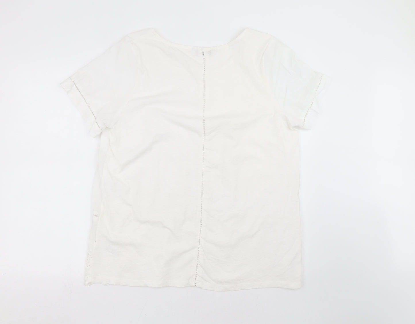 NEXT Womens White   Basic T-Shirt Size 18  - crochet detail