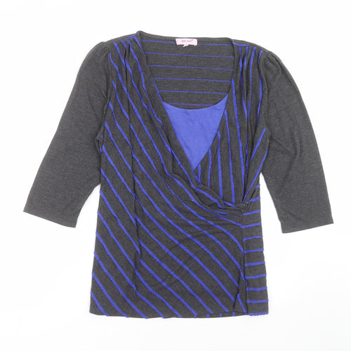 Marks and Spencer Womens Grey Striped  Basic Blouse Size 18