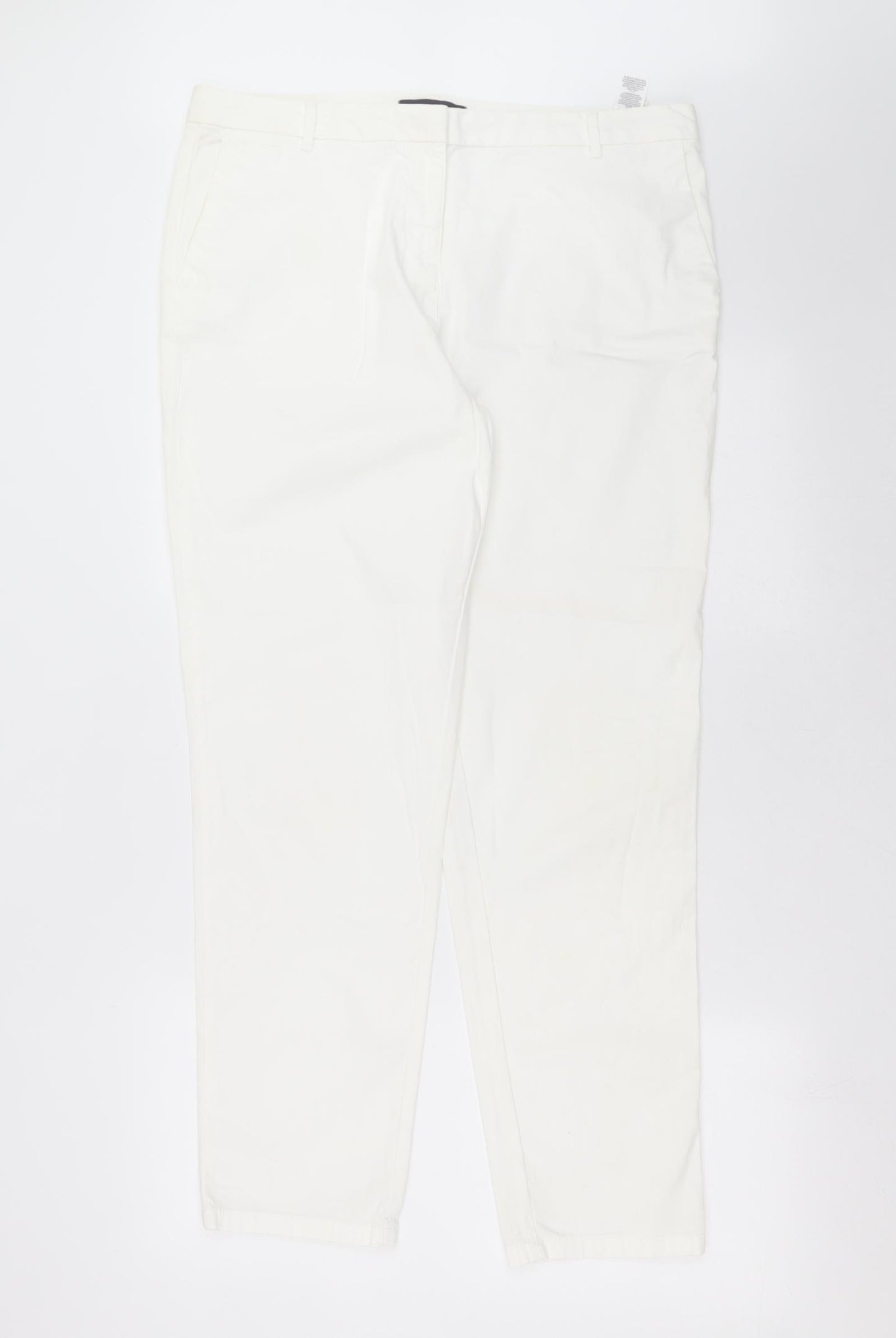 Marks and Spencer Womens White   Chino Trousers Size 14 L29 in