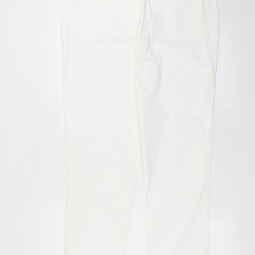 Marks and Spencer Womens White   Chino Trousers Size 14 L29 in