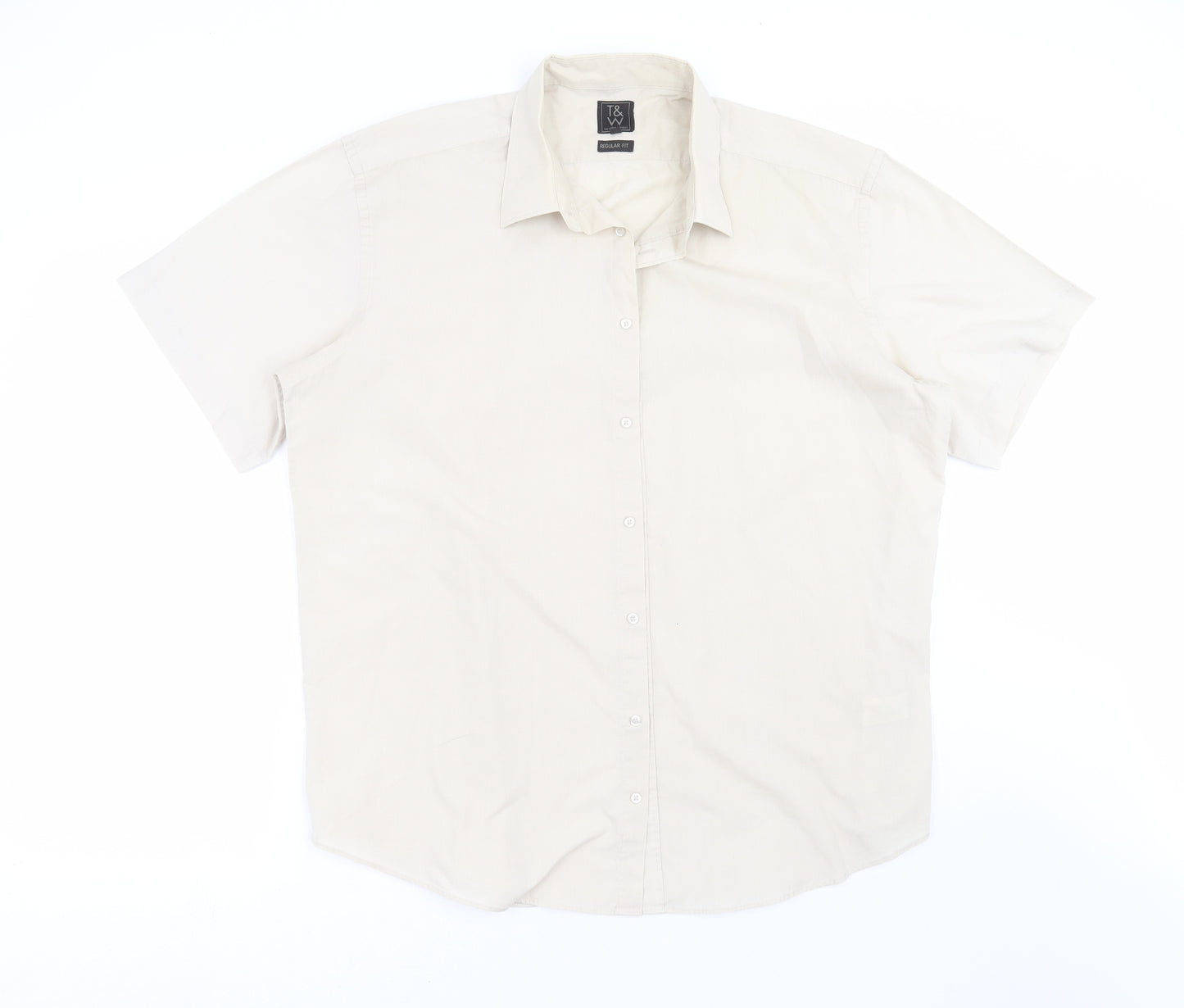Taylor & Wright Mens Beige    Button-Up Size 17.5