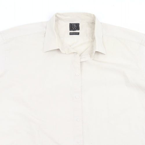 Taylor & Wright Mens Beige    Button-Up Size 17.5