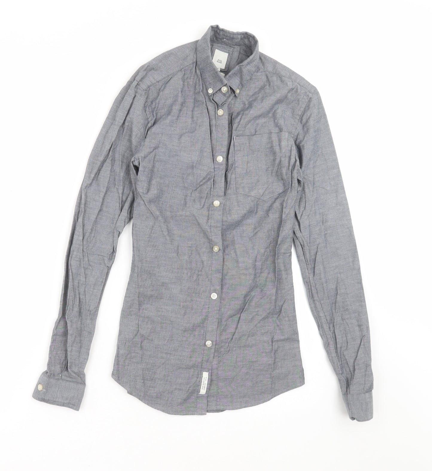 River Island Mens Grey    Button-Up   - muscle fit, 2XS