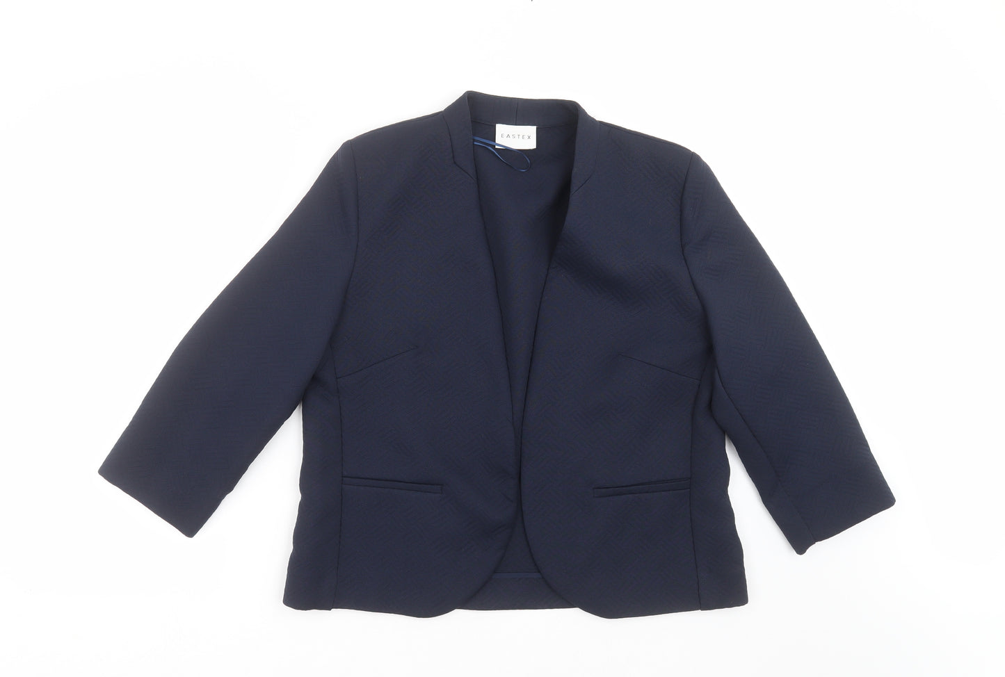Eastex Womens Blue Geometric  Jacket Suit Jacket Size 14