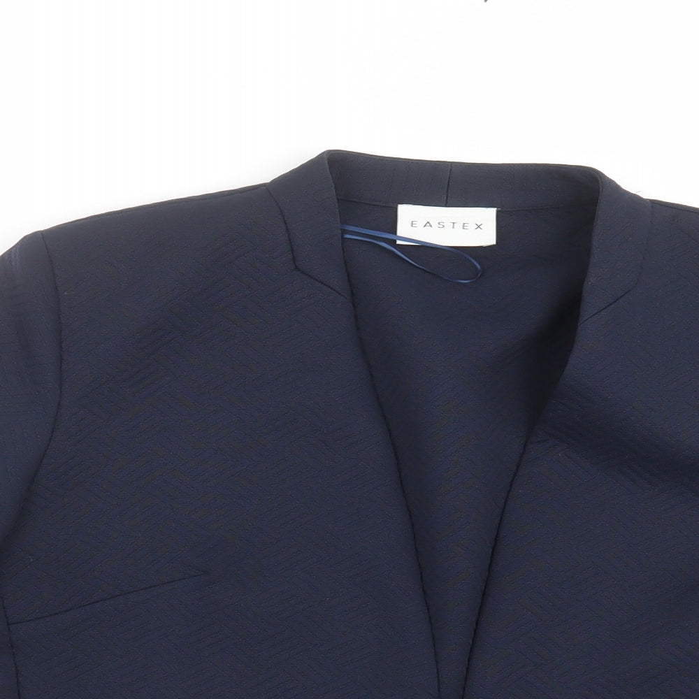 Eastex Womens Blue Geometric  Jacket Suit Jacket Size 14