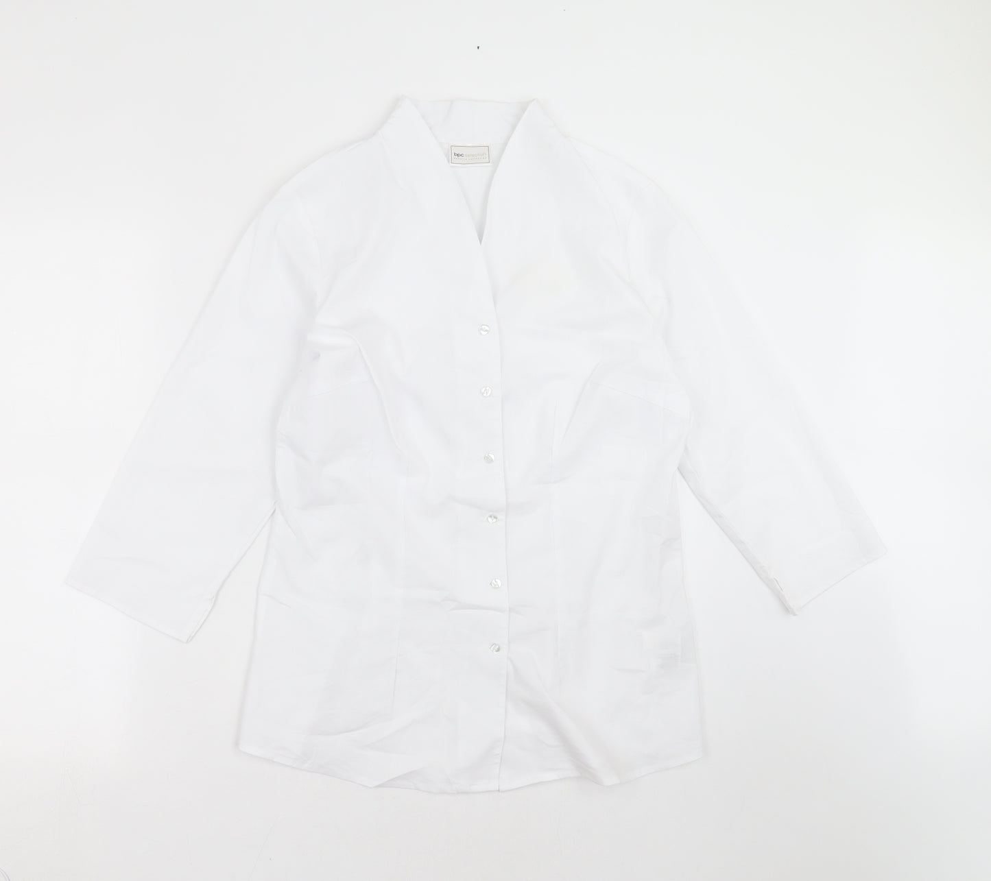 BCP Collection Womens White   Basic Button-Up Size 14