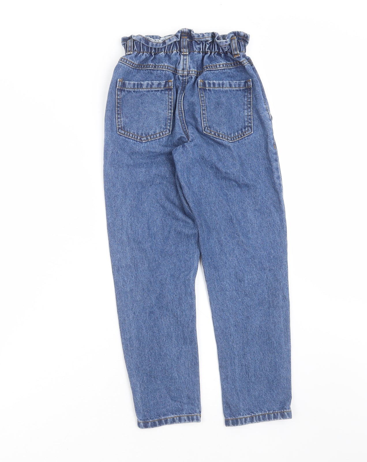 F&F Girls Blue  Denim Straight Jeans Size 8-9 Years - Paper bag waist
