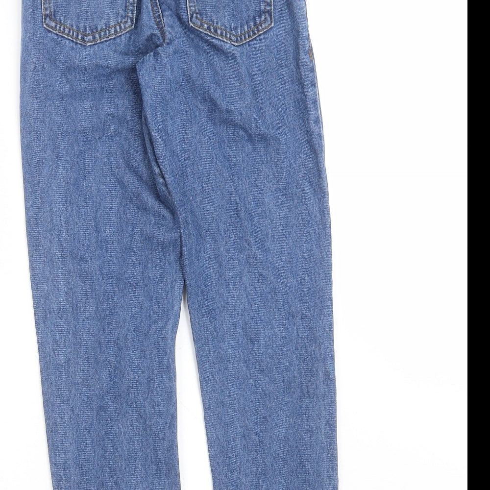 F&F Girls Blue  Denim Straight Jeans Size 8-9 Years - Paper bag waist