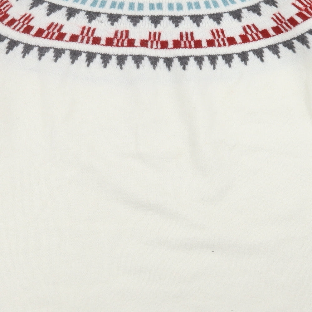 ESMARA Womens Ivory Fair Isle Knit Pullover Jumper Size L