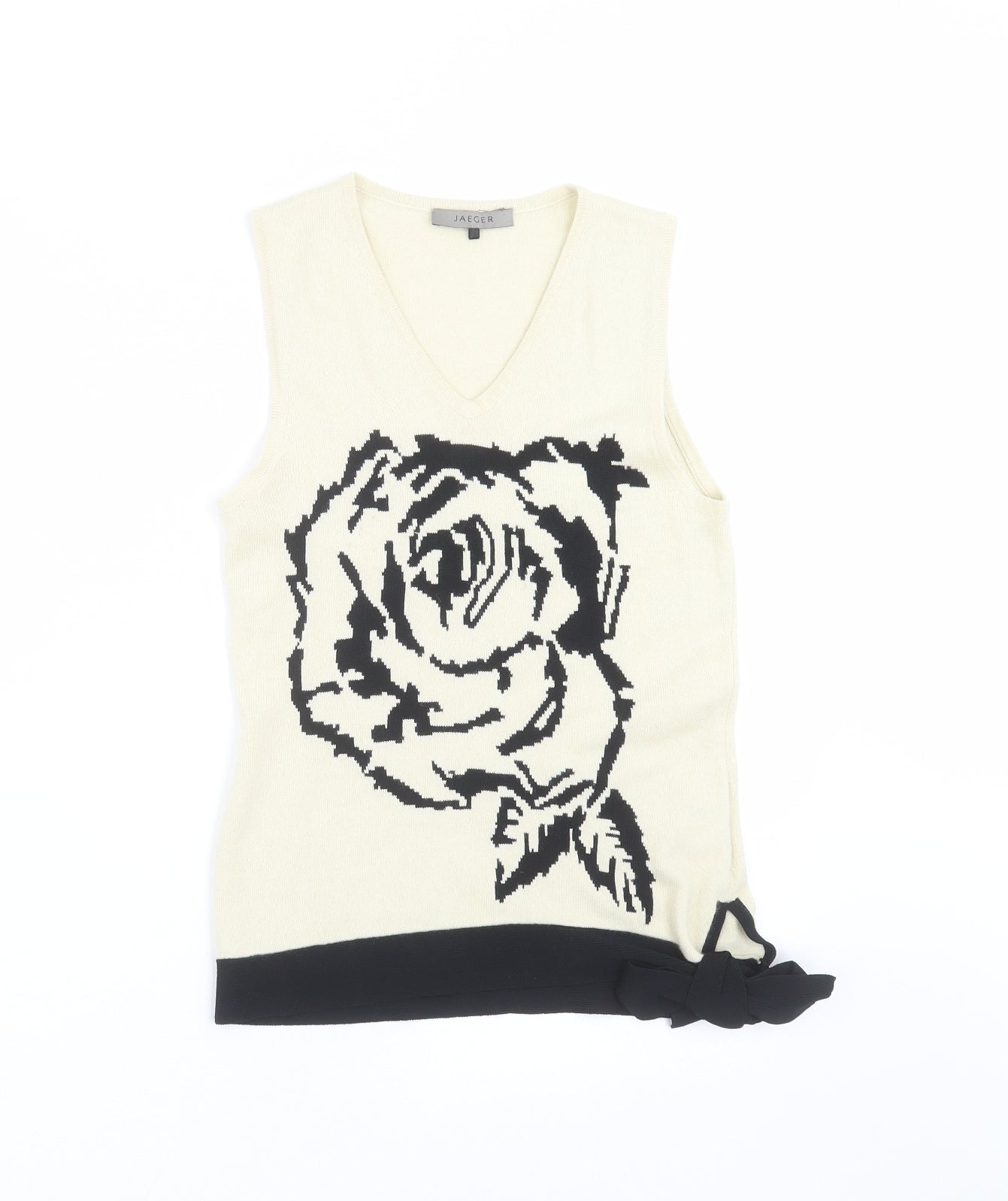 Jaeger Womens Beige Floral Knit Pullover Jumper Size S