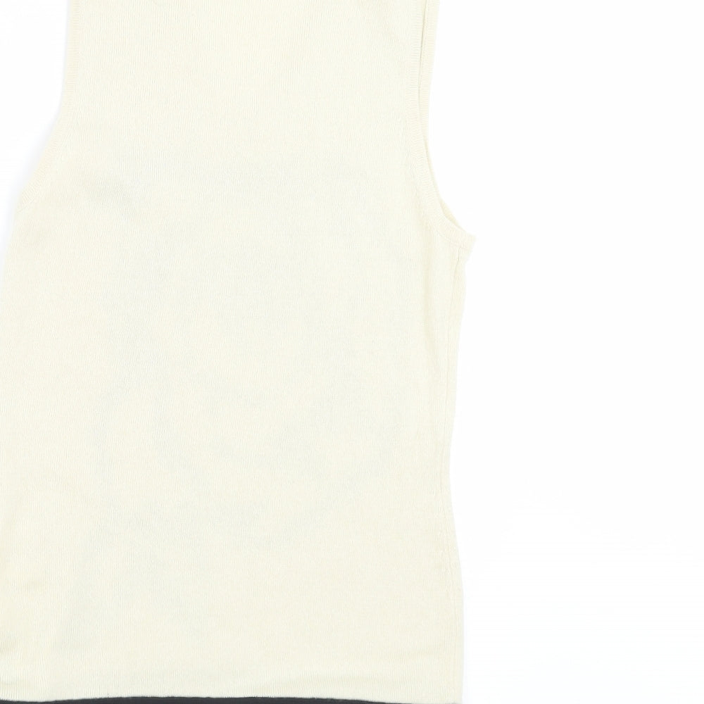 Jaeger Womens Beige Floral Knit Pullover Jumper Size S