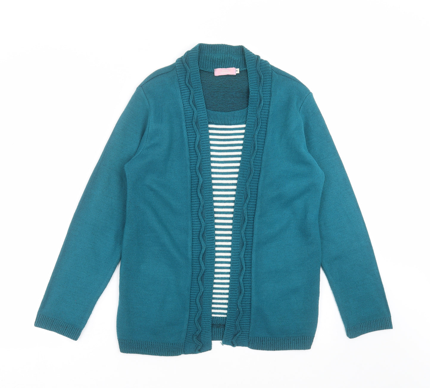 sarah hamilton Womens Green Striped Knit Pullover Jumper Size M
