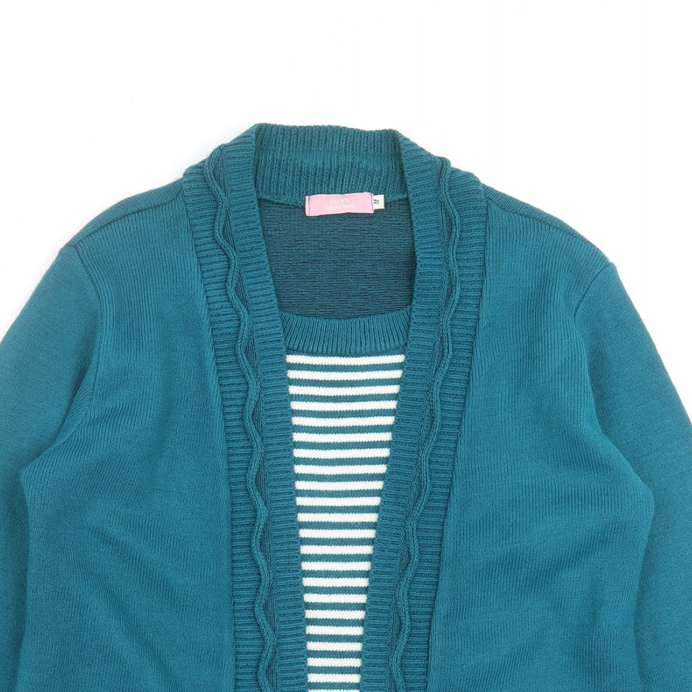sarah hamilton Womens Green Striped Knit Pullover Jumper Size M