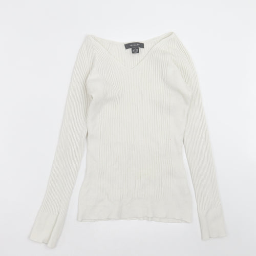 Primark Womens White Striped  Pullover Jumper Size S