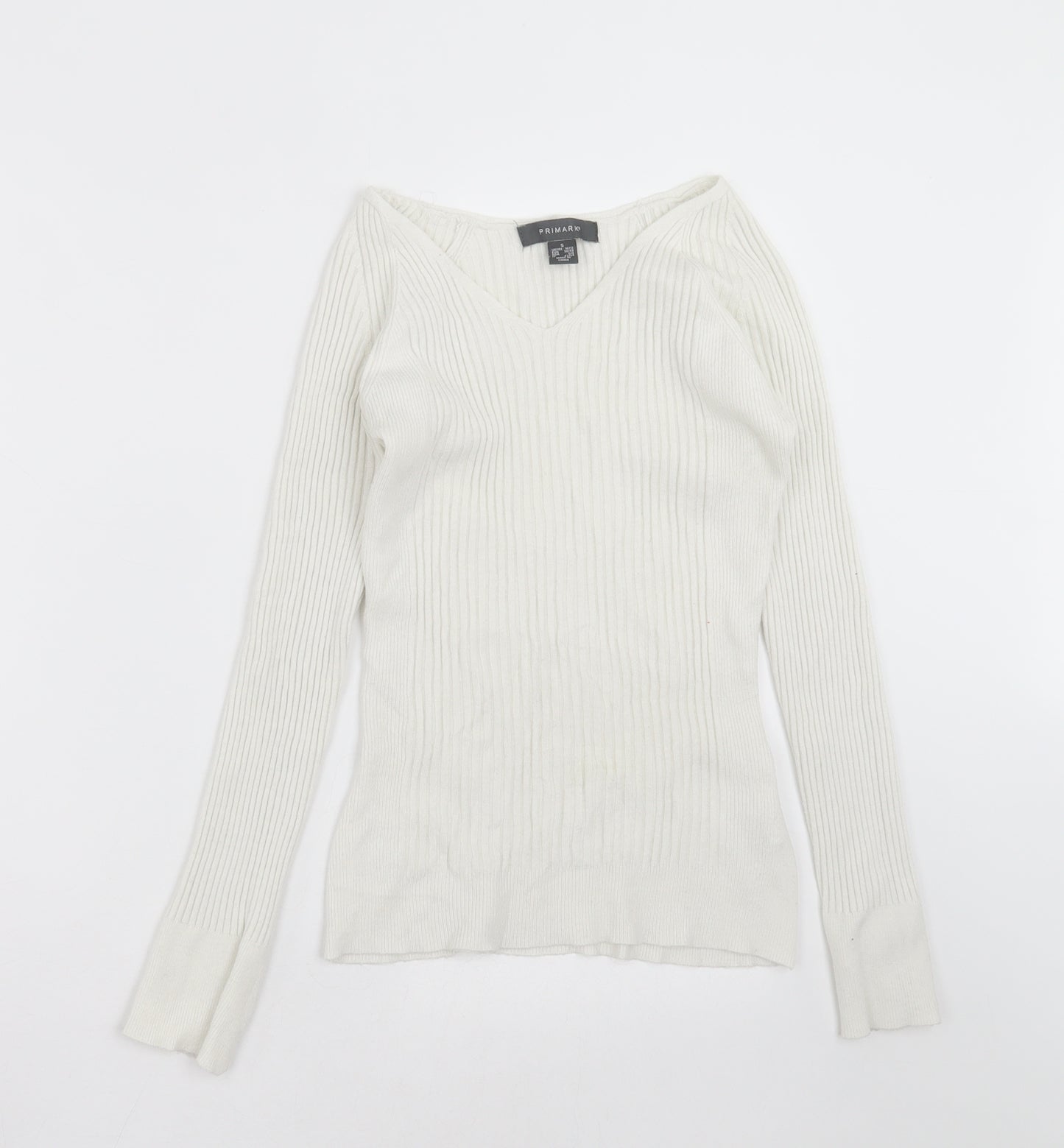 Primark Womens White Striped  Pullover Jumper Size S