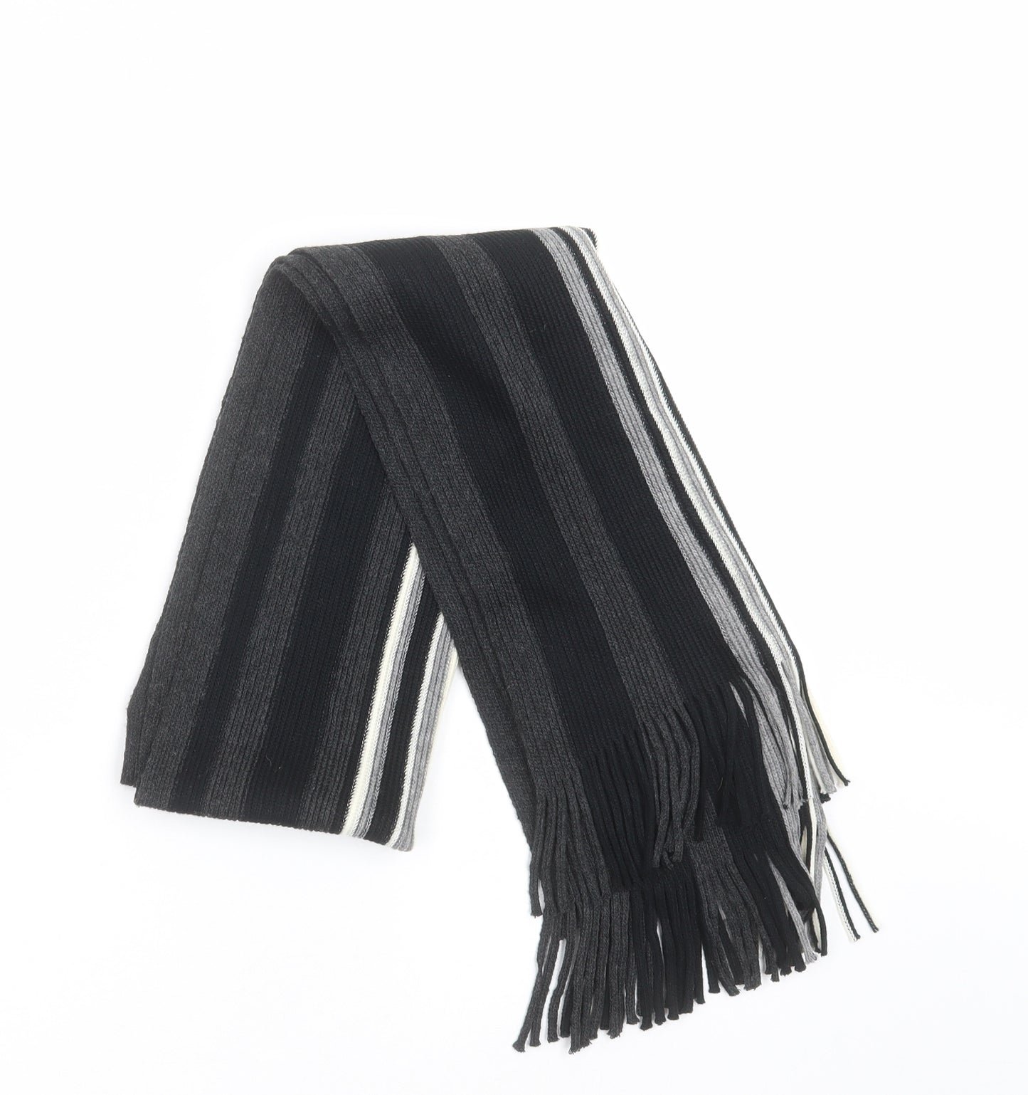 Preworn Mens Black Striped  Scarf  One Size