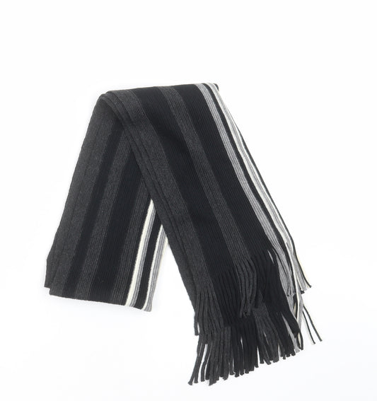 Preworn Mens Black Striped  Scarf  One Size