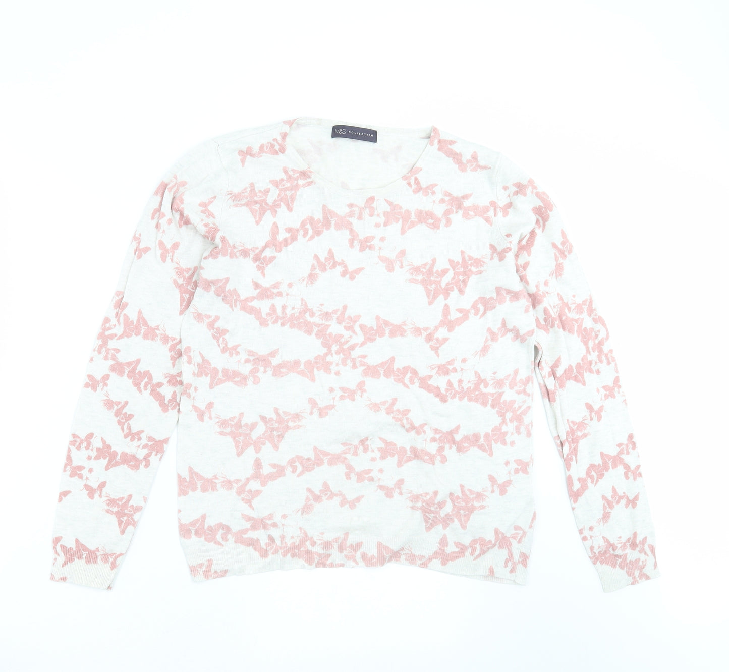 Marks and Spencer Womens Grey  Knit Pullover Jumper Size 12  - BUTTERFLIES