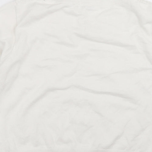 George Womens White Floral Knit Pullover Jumper Size 14