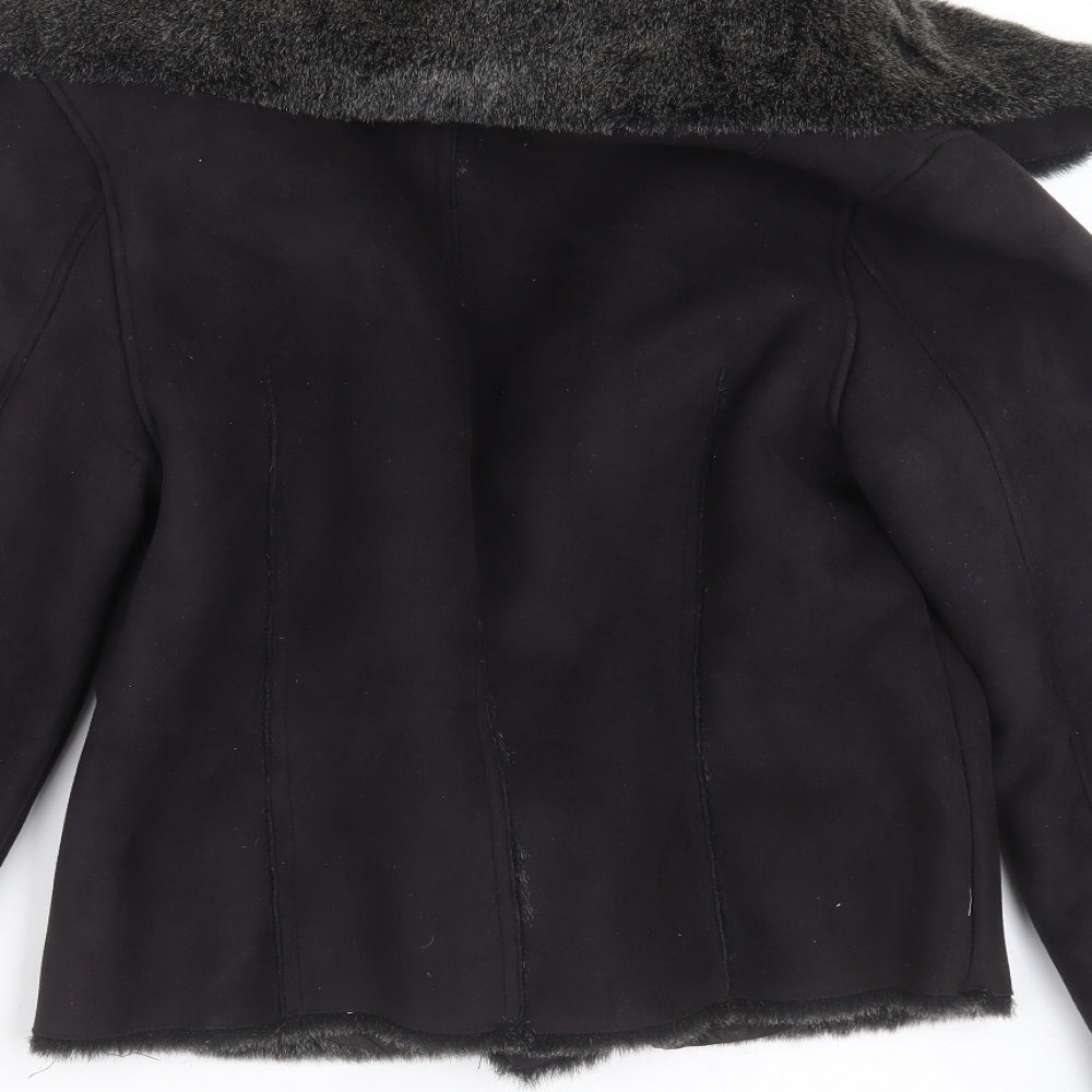 Wallis Womens Black   Jacket Coat Size 12  - faux fur lining