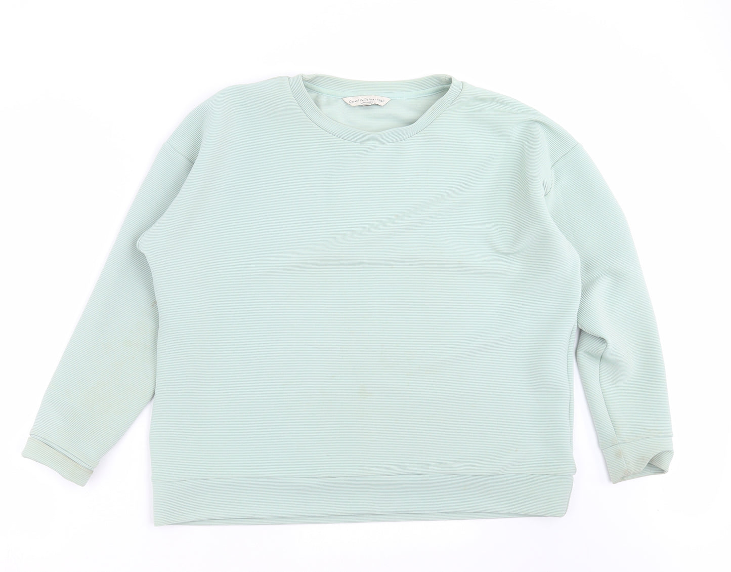 F&F Womens Green Striped  Pullover Sweatshirt Size 18