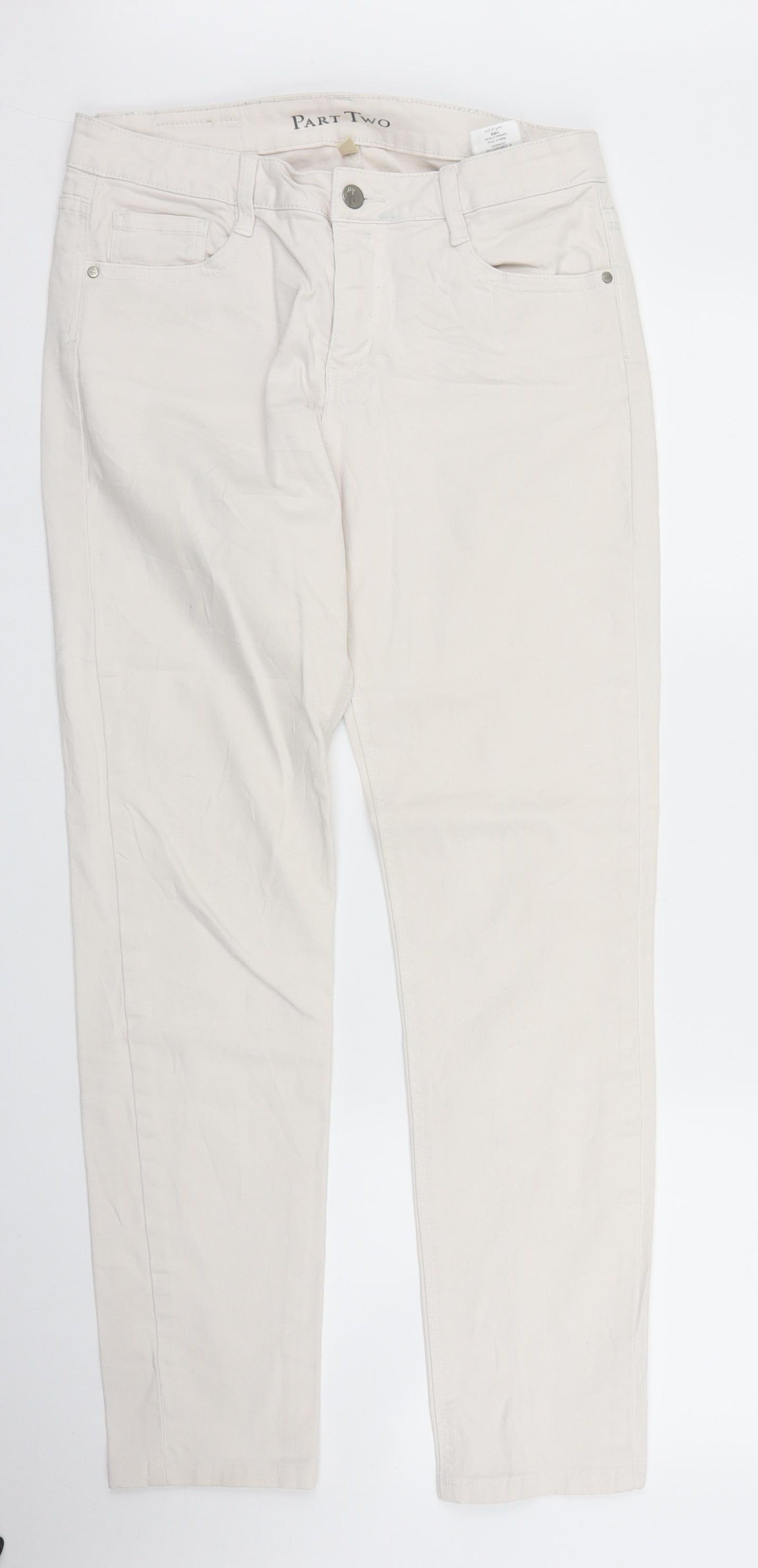Part Two Womens White  Denim Skinny Jeans Size 12 L29 in