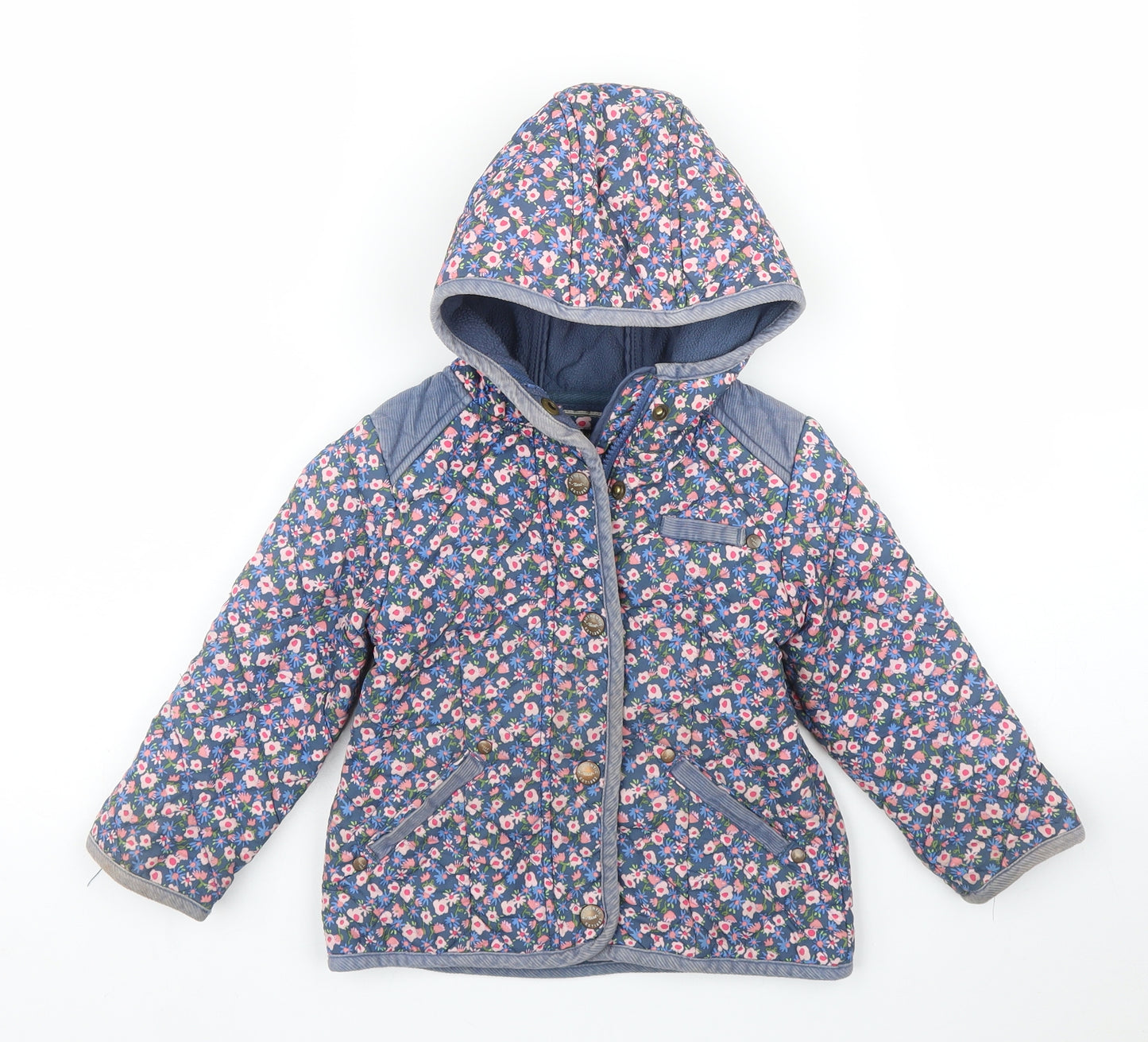 NEXT Girls Pink Floral  Quilted Coat Size 2-3 Years