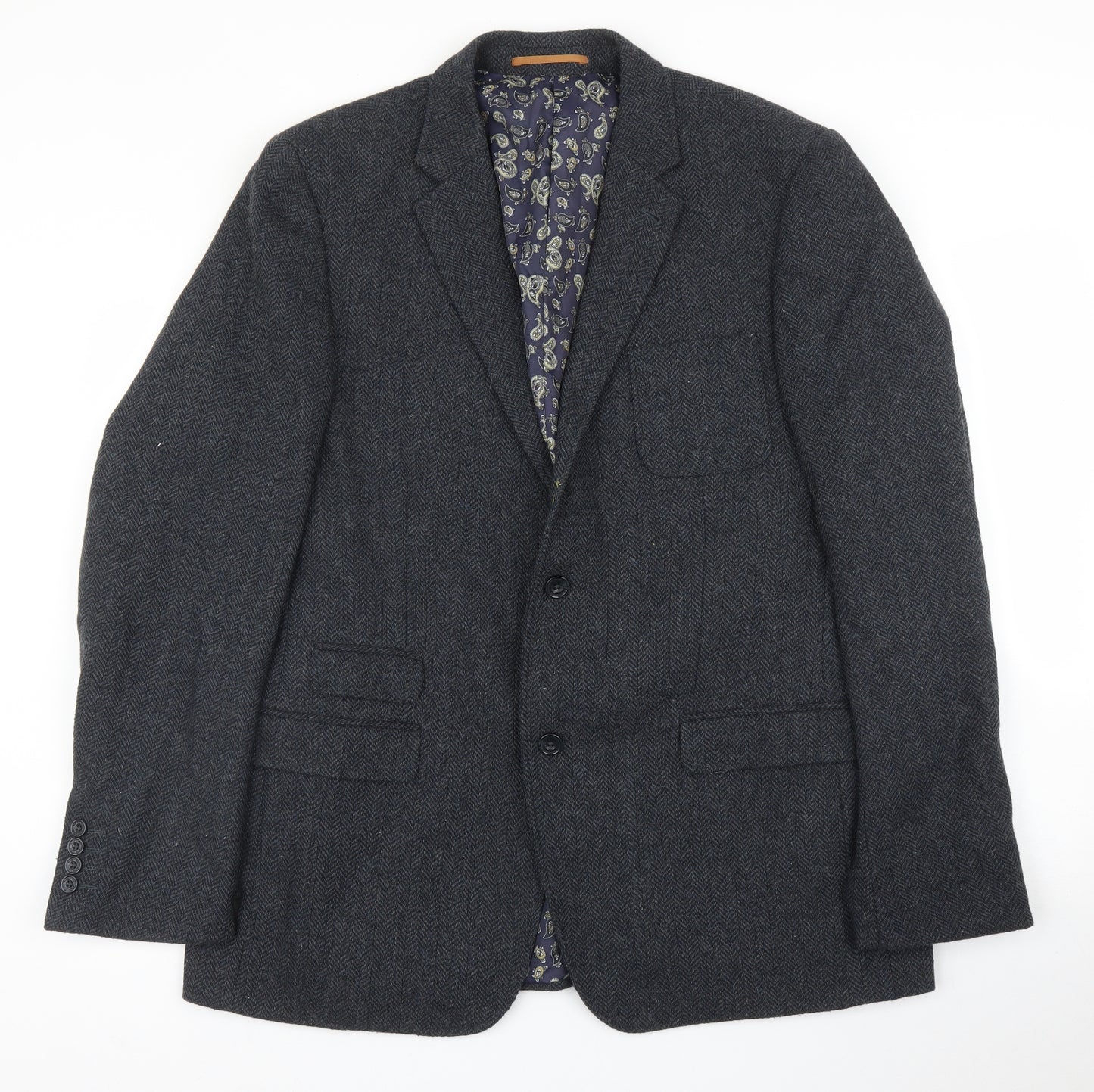 Black Label Mens Grey Herringbone  Jacket Suit Jacket Size 44