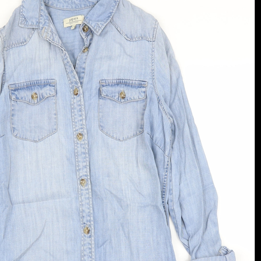 Papaya Womens Blue   Tunic Blouse Size 12