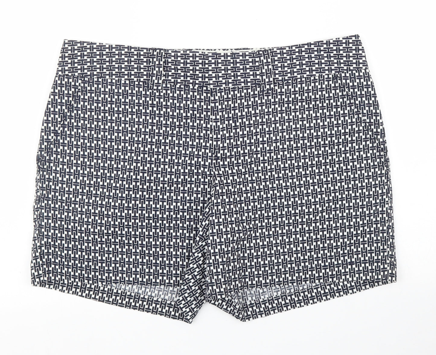 Tommy Hilfiger Womens Blue Geometric  Bermuda Shorts Size 10