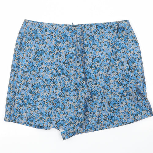 Yumi Womens Blue Floral  Wrap Skort Size 10