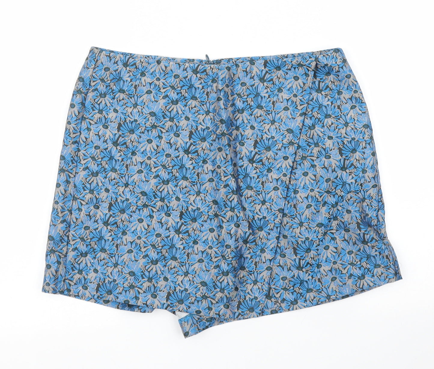 Yumi Womens Blue Floral  Wrap Skort Size 10