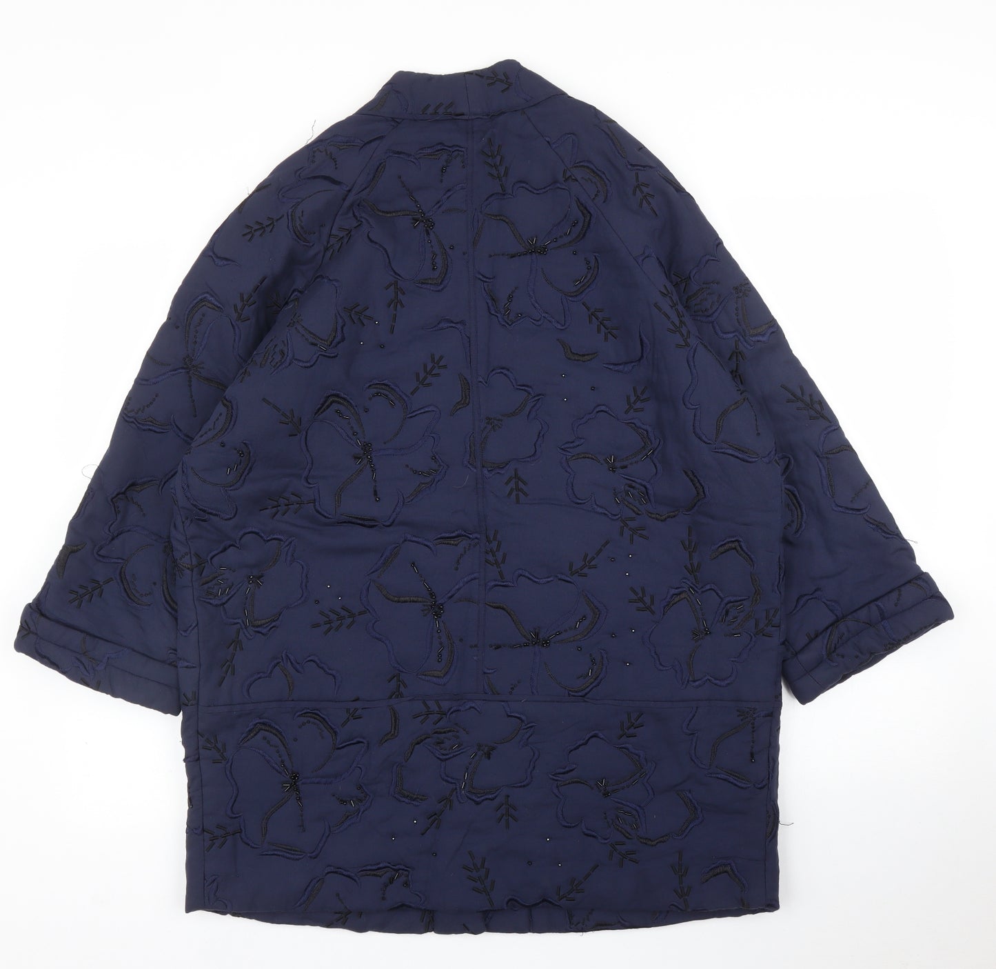 M&S Womens Blue Floral  Overcoat Coat Size 16