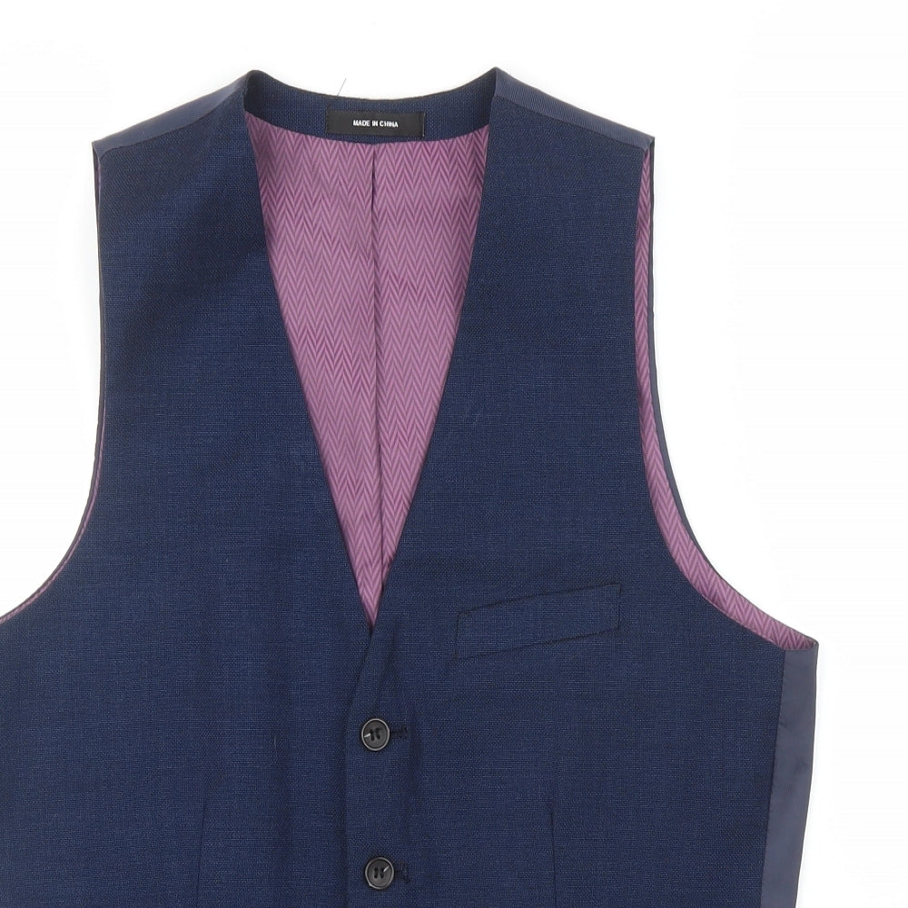 Primark Mens Blue   Jacket Suit Waistcoat Size XS