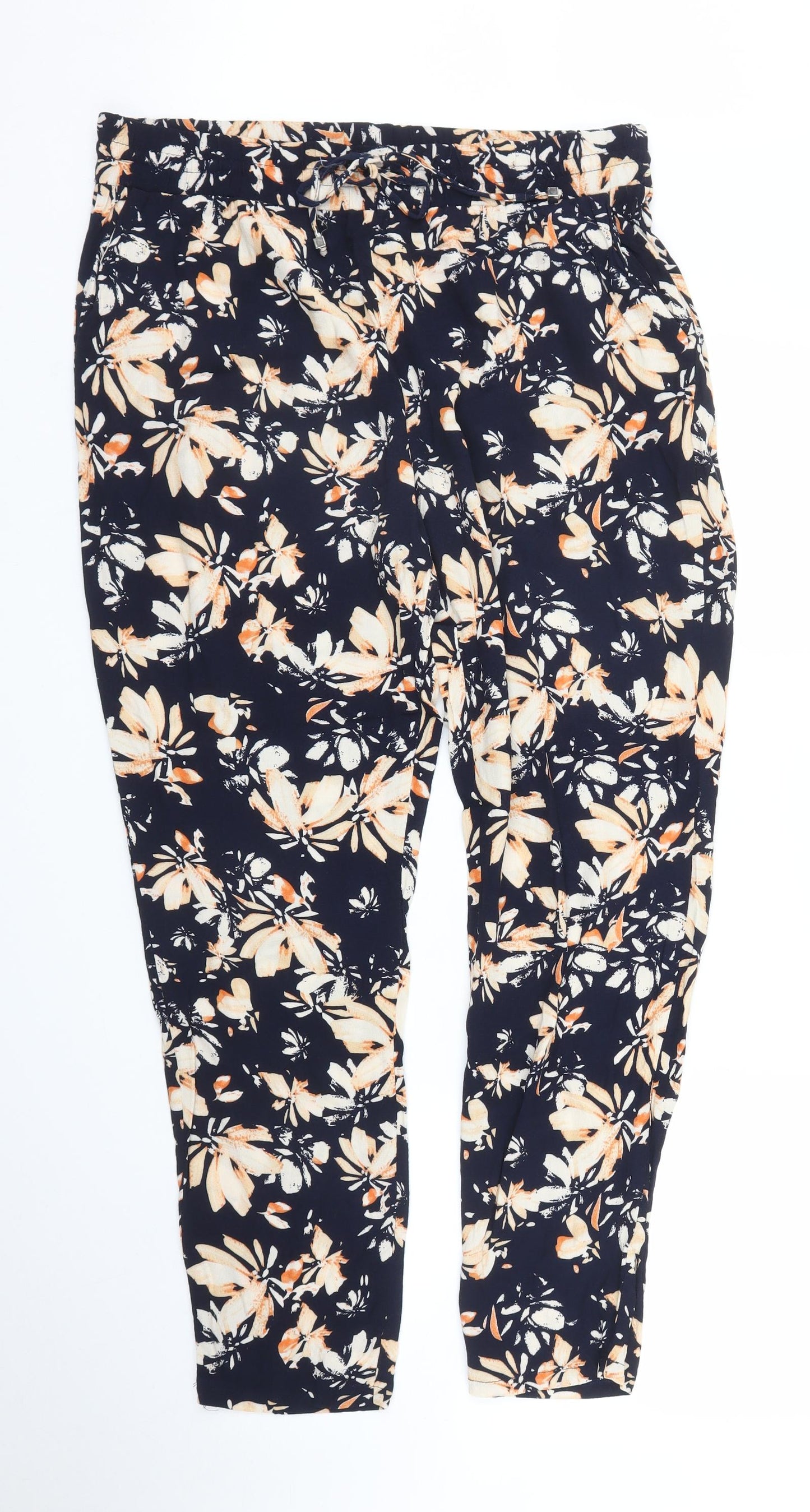 Papaya Womens Blue Floral  Harem Trousers Size 16 L24 in