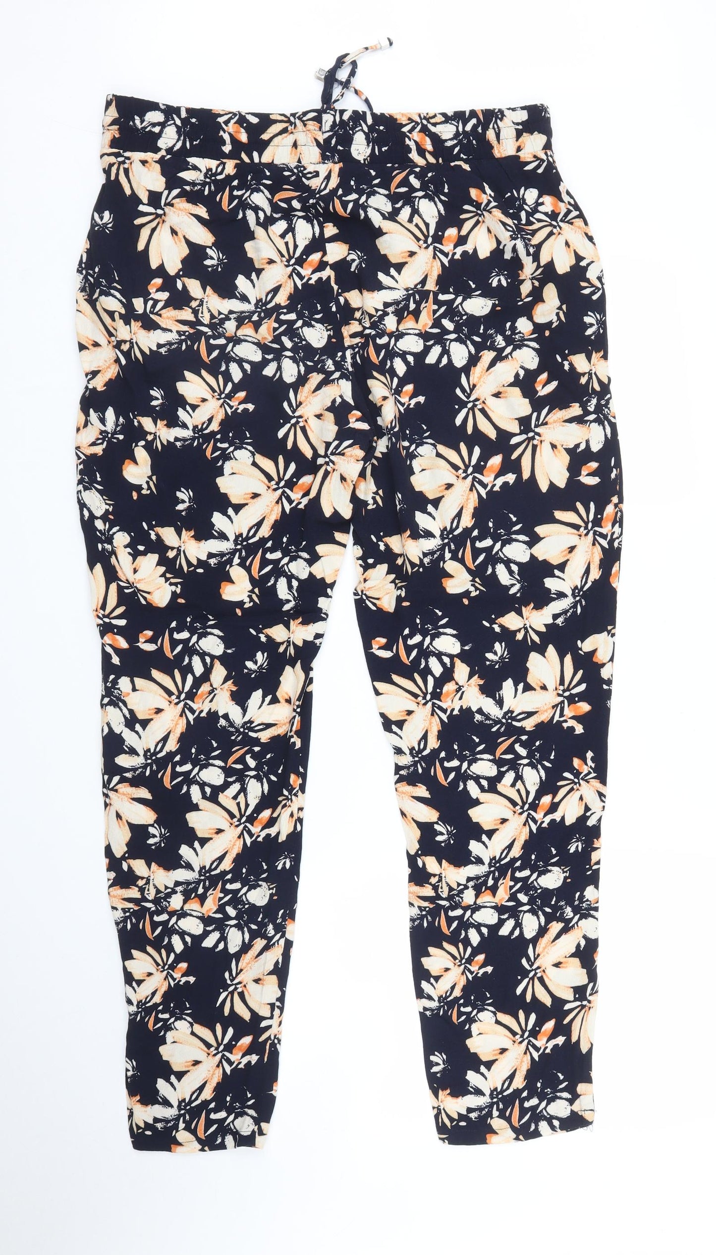Papaya Womens Blue Floral  Harem Trousers Size 16 L24 in