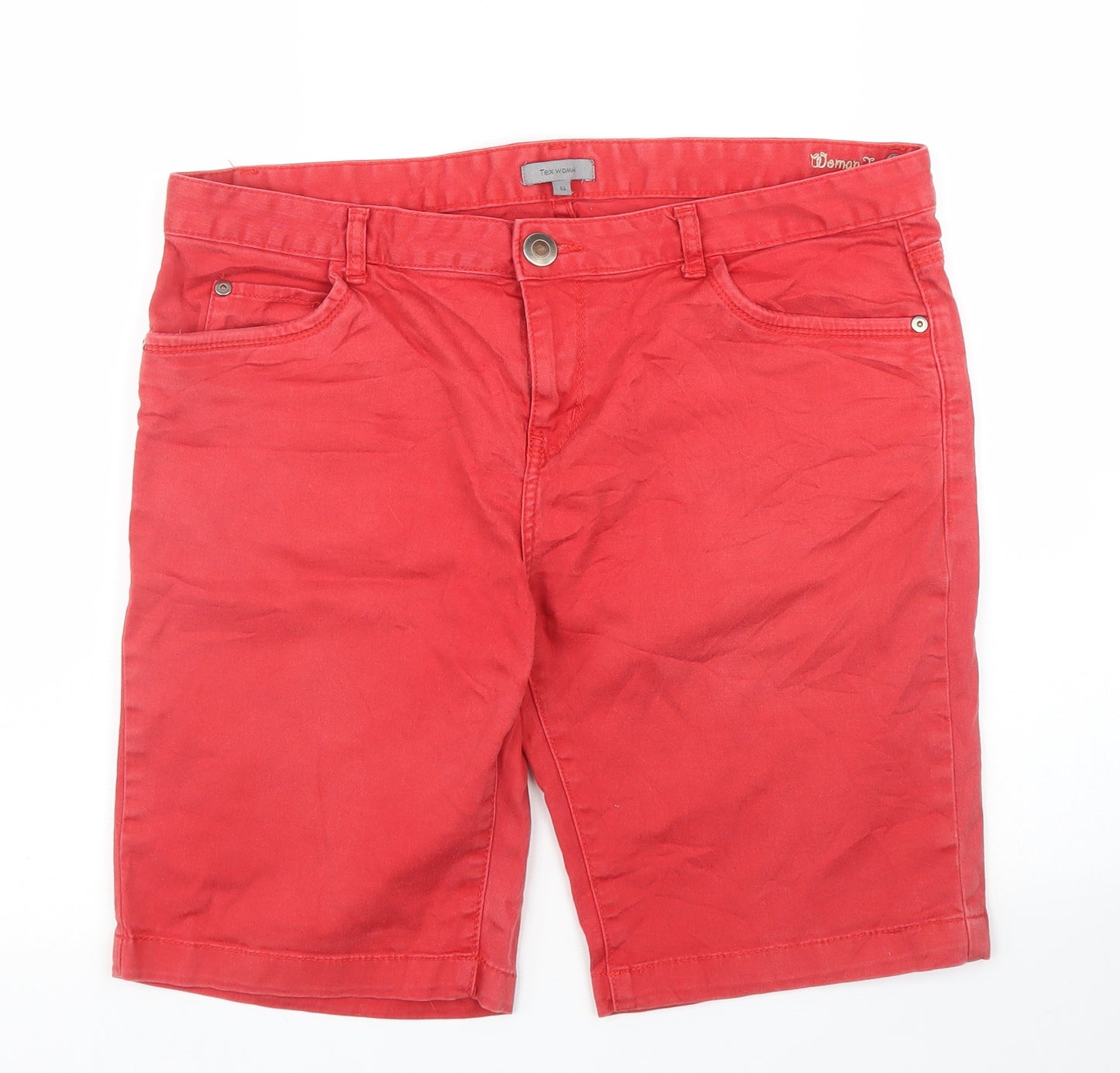 TEX Womens Red  Denim Bermuda Shorts Size 16