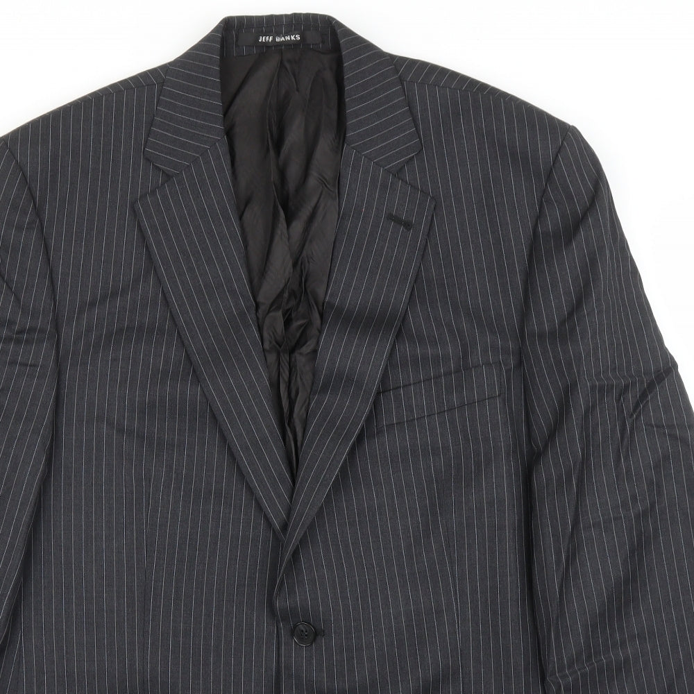 Jeff Banks Mens Black Striped  Jacket Suit Jacket Size 42