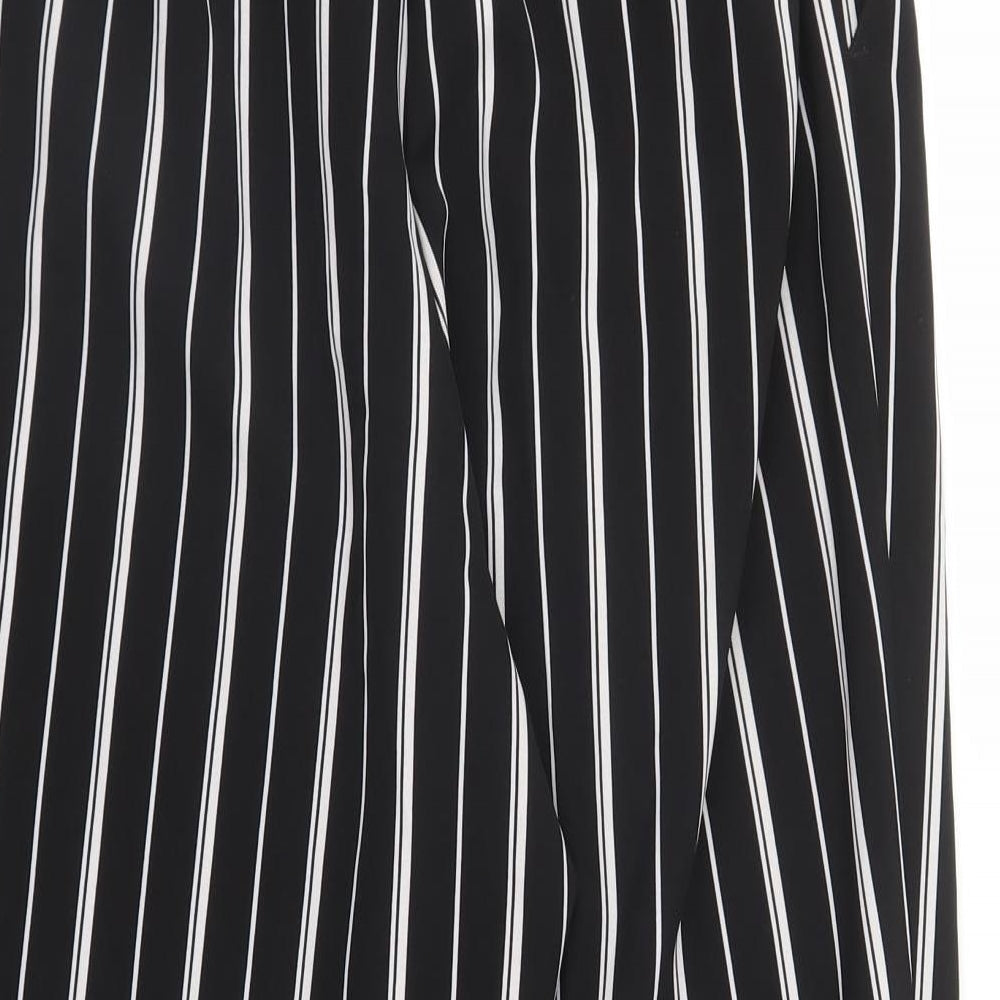 New Look Womens Black Striped  Capri Trousers Size 16 L28 in