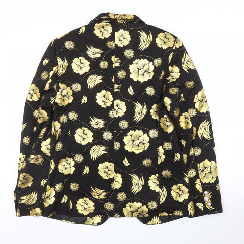Preworn Womens Gold Floral  Jacket Blazer Size M