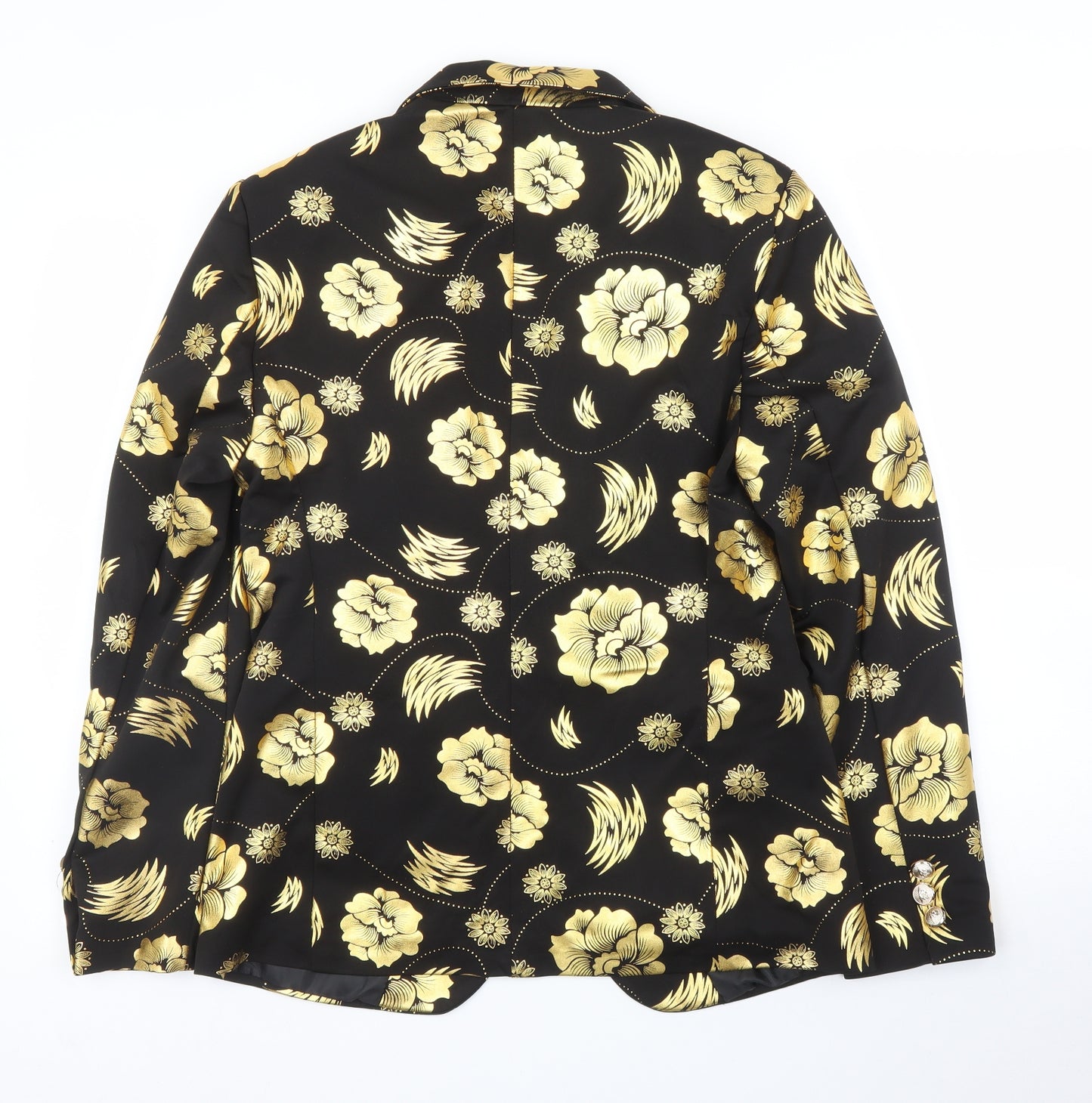 Preworn Womens Gold Floral  Jacket Blazer Size M