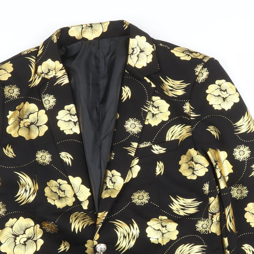 Preworn Womens Gold Floral  Jacket Blazer Size M