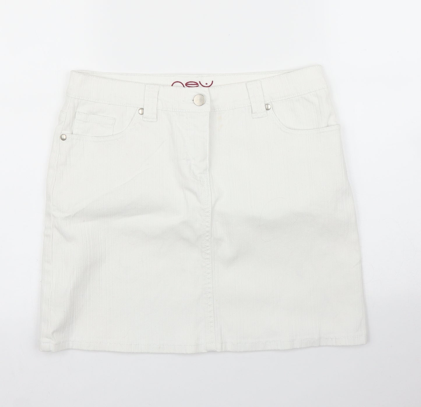 New Look Womens White  Denim A-Line Skirt Size 10