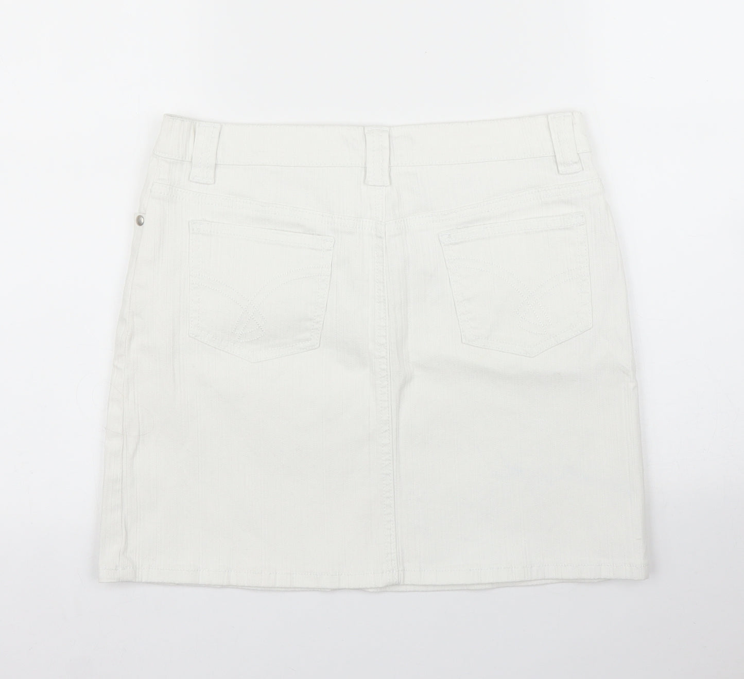 New Look Womens White  Denim A-Line Skirt Size 10
