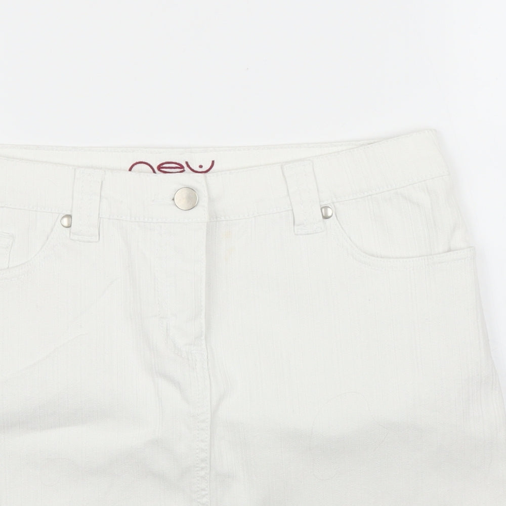 New Look Womens White  Denim A-Line Skirt Size 10